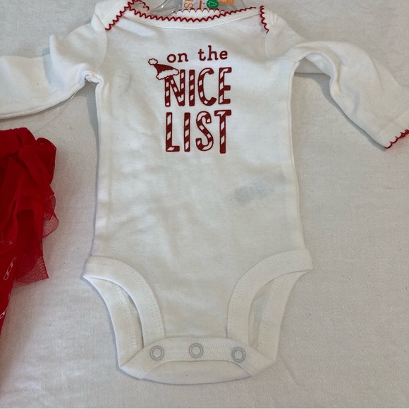 CHRISTMAS 2PC NEWBORN COTTON ONSIE WITH LEGGINGS TOOL SKIRT NWT - Picture 5 of 6